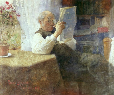 Painting of a man reading a newspaper to accompany the post How to Find a Literary Agent