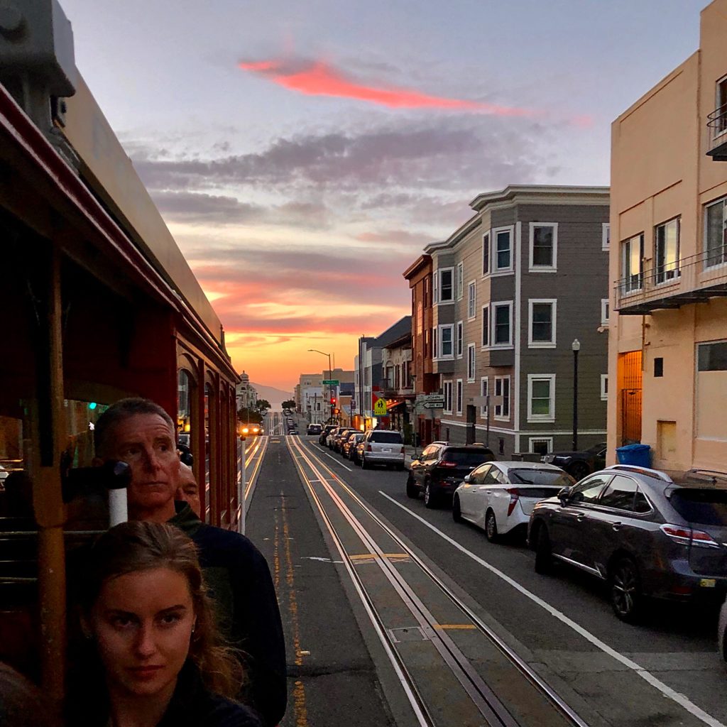 A photo of a cable car in San Francisco 