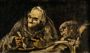 Bleak painting of two old men