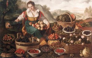 Painting of a woman selling fruit